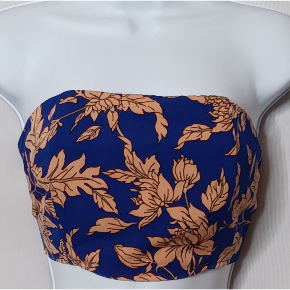 Lulumari Women's Floral Tube Tie Back Top With Boning. Size M